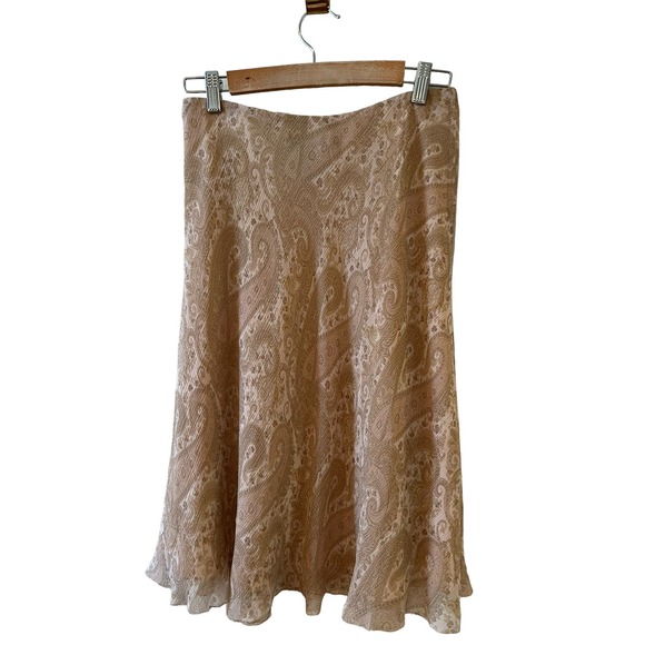 Ralph Lauren Tan A-Line Silk Skirt PS - Picture 1 of 5